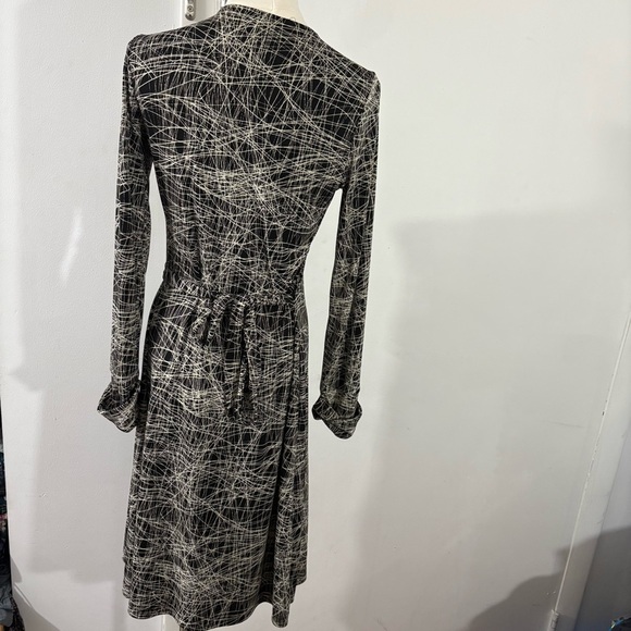 The Limited Sz S Black White String Line Wrap Dress Long Sleeve V Neck Career - Picture 5 of 11